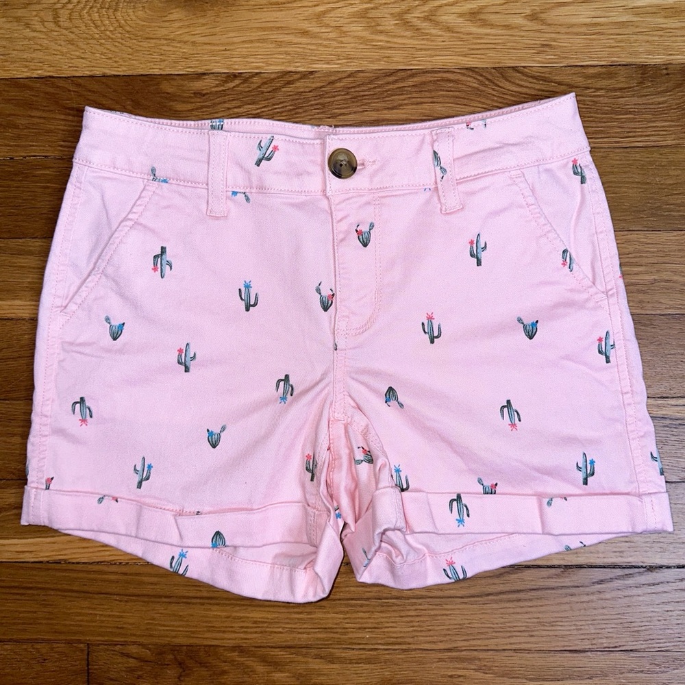5/$25 SO Juniors Mid Rise Shorts Pink Cactus Print Size 1 NWOT